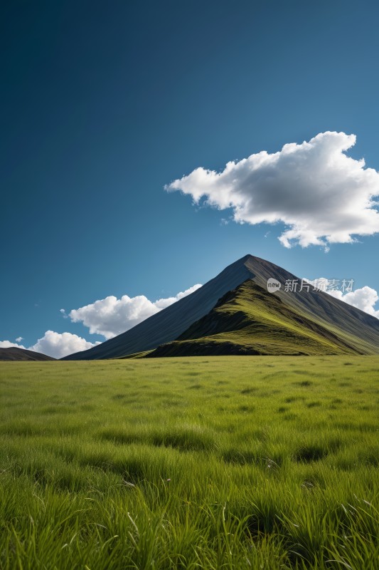 草地山蓝天高清图片