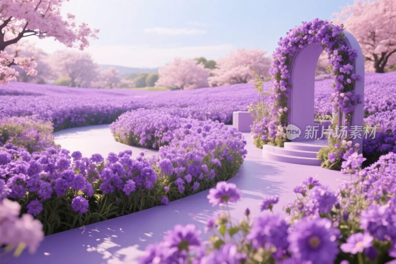 梦幻紫色花海拱门