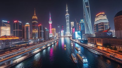 上海夜景黄浦江畔繁华都市 上海夜景黄浦江畔繁华都市