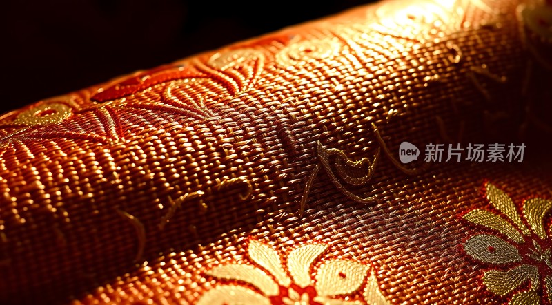 金色花纹织物细节展示