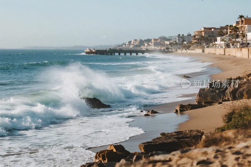 海滩海浪风景图