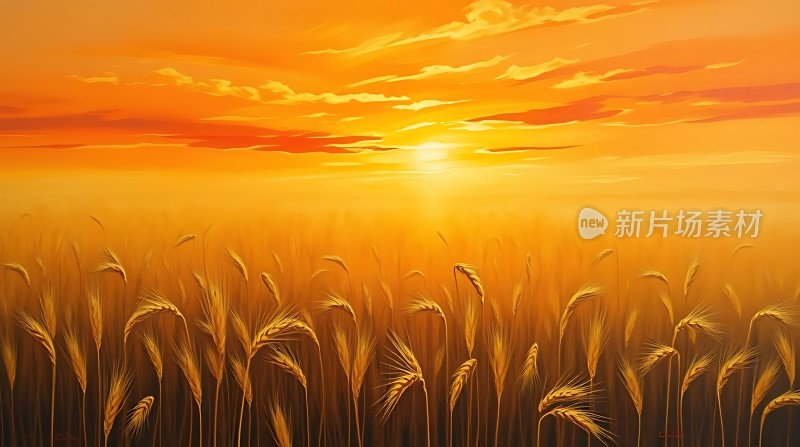 金色麦田日落时分