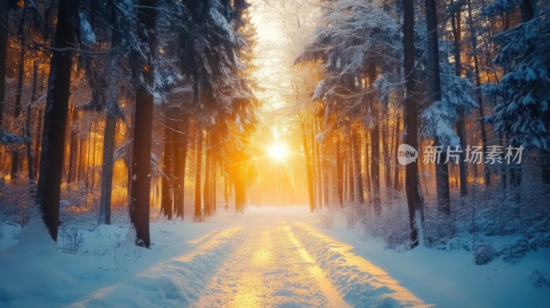 冬天树林冬季风景冬日雪景风光