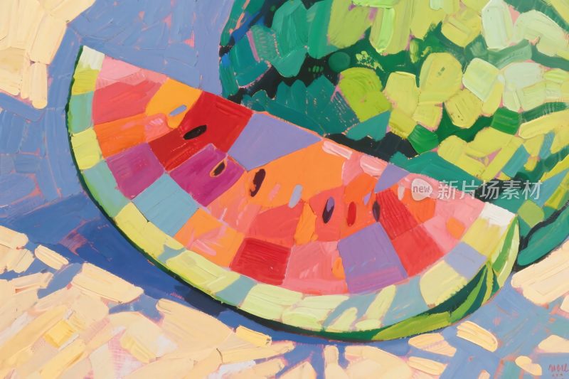 色彩丰富的西瓜插画