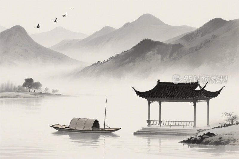 水墨山水风景图