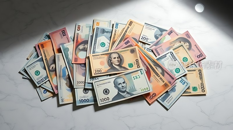 百元美钞堆叠财富象征引人注目