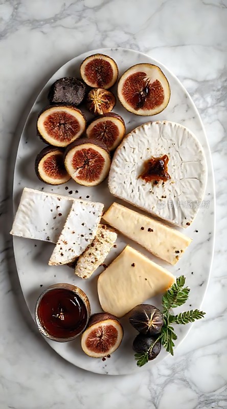 **法式奶酪拼盘配无花果和蜂蜜**