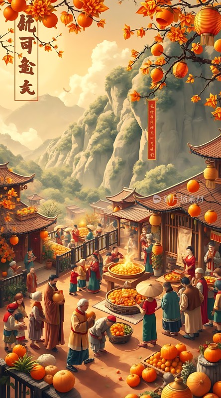 秋日集市繁华盛景