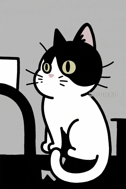黑白猫咪插画
