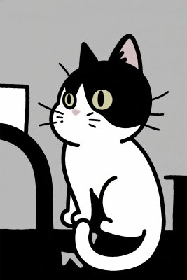 黑白猫咪插画 黑白猫咪插画