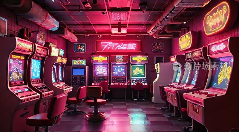 复古游戏厅霓虹灯下的经典回忆