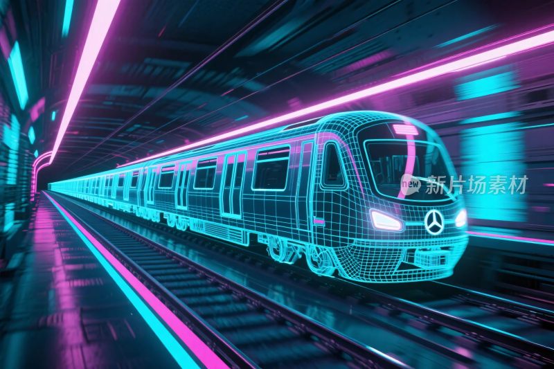 霓虹未来地铁插画