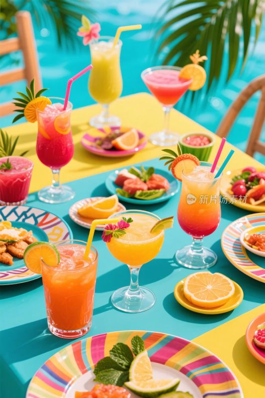 夏日泳池饮品派对