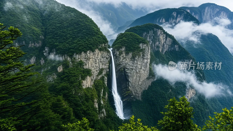 云台山峡谷瀑布群山水自然风光5A级景区