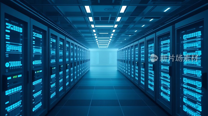 科技感十足的数据中心内部景象