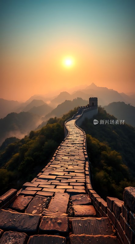 日出时分的长城美景