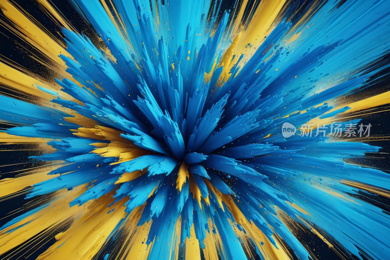 粉末爆炸速度运动黄蓝色径向抽象背景图片