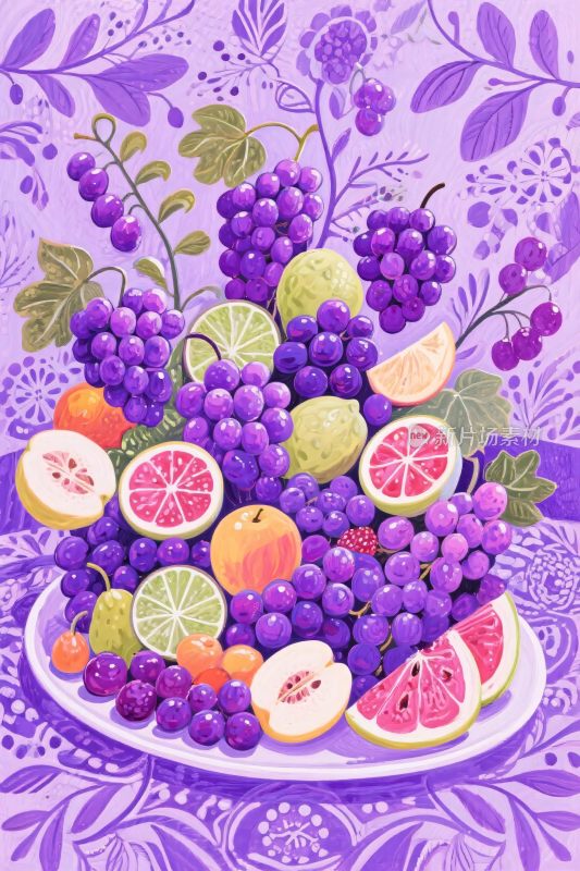 多彩果蔬静物插画