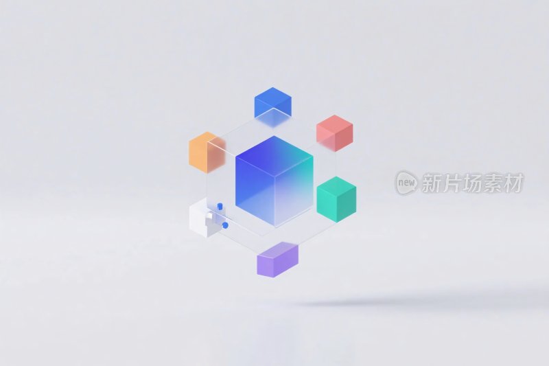 多彩几何立体插画