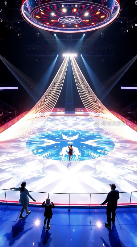 舞台灯光璀璨观众围观精彩表演