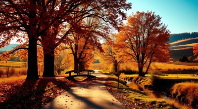 秋日暖阳下的宁静小径