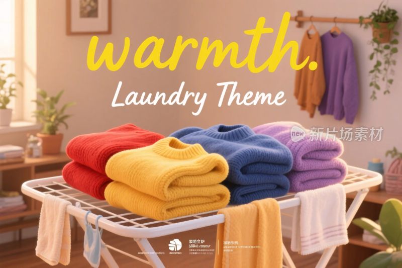 洗衣主题暖绒插画