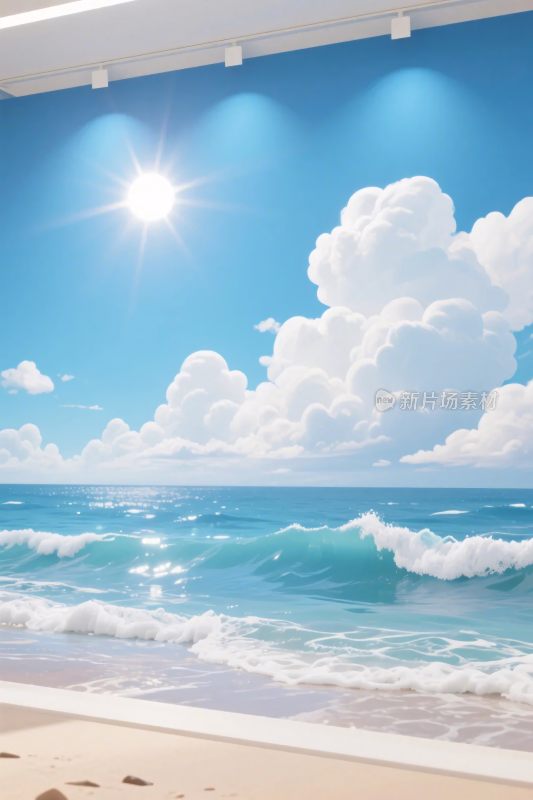 海滩天空海浪装饰图