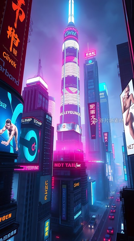 霓虹灯下的未来都市