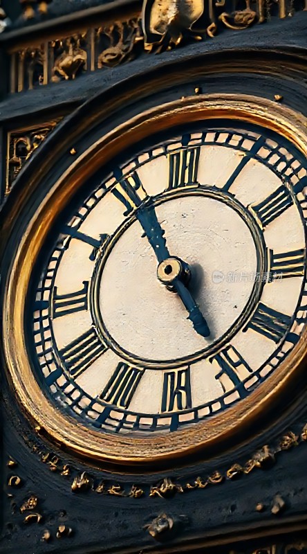 古铜色罗马数字时钟表盘