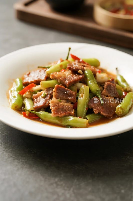 豆角肉片中式菜肴