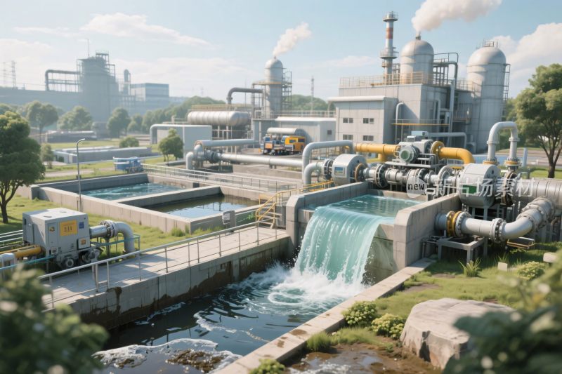 工业水处理场景插画