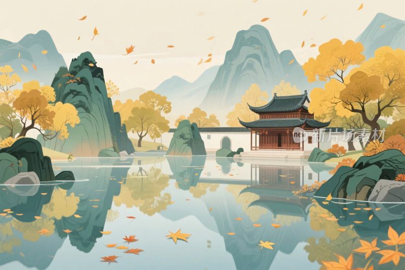 古风山水插画背景