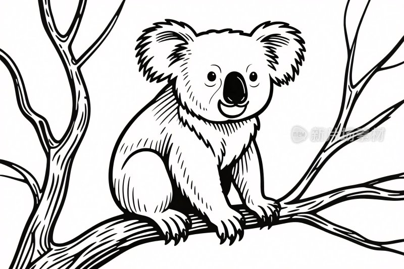 考拉树枝插画