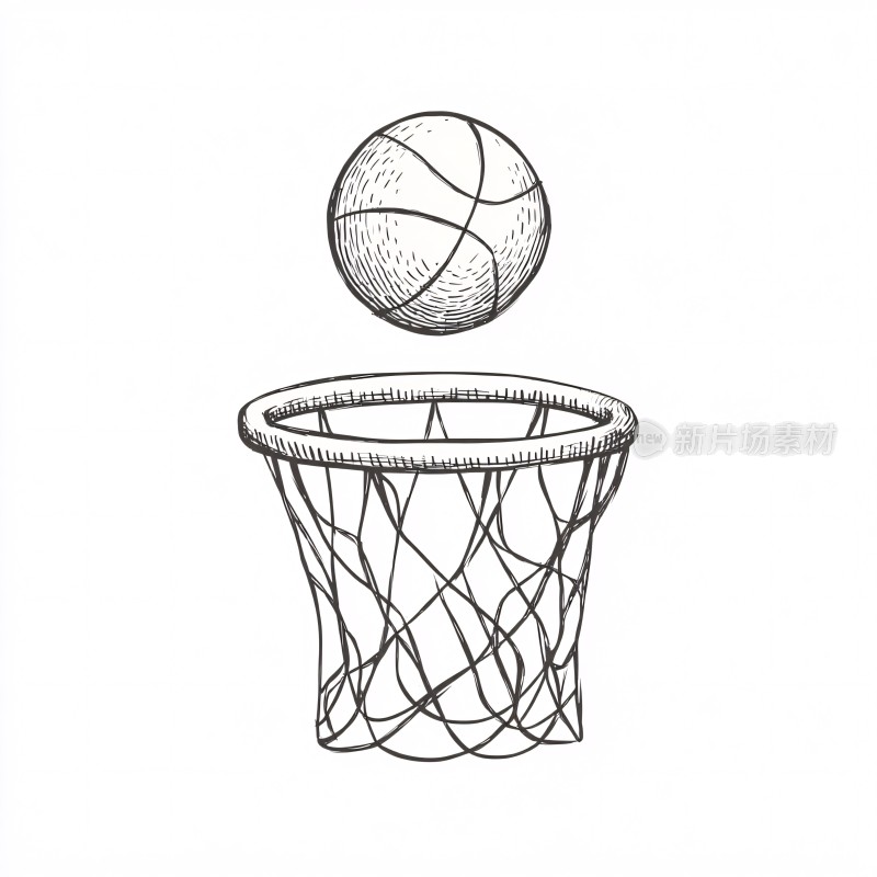 篮球入框插画