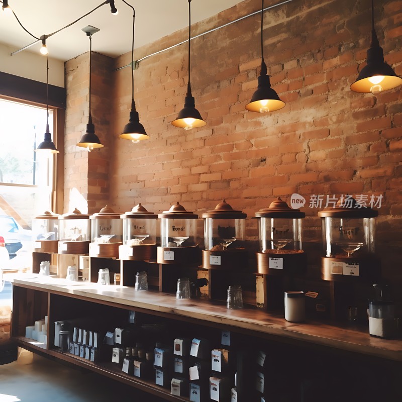 砖墙咖啡店温馨一角