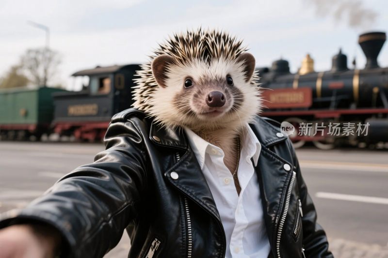 刺猬拟人皮衣拍照场景