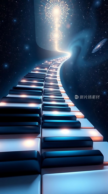 钢琴键通向星空