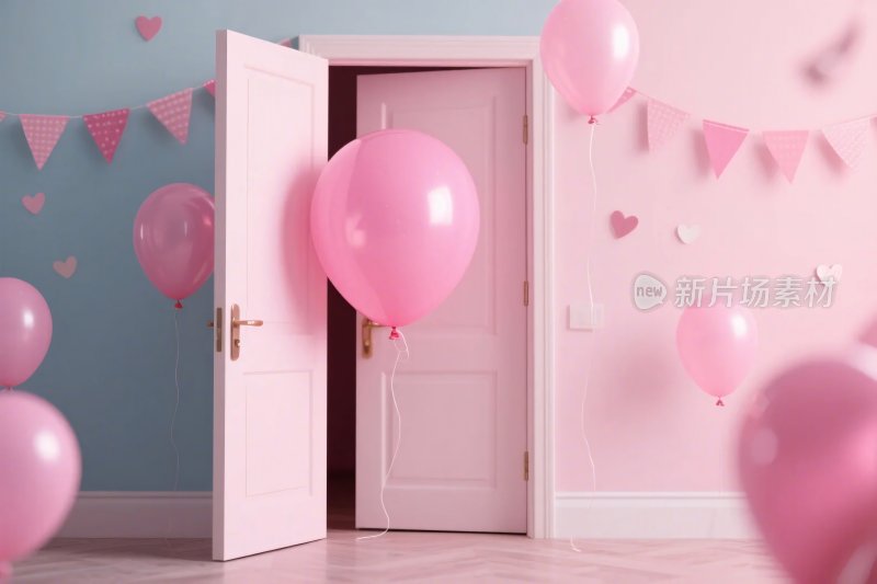 粉色房间气球装饰
