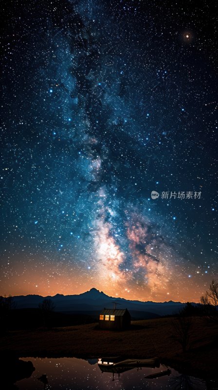 流星划过星空湖畔璀璨星河夜空背景壁纸