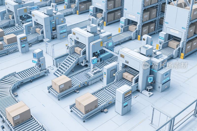 自动化物流仓库插画