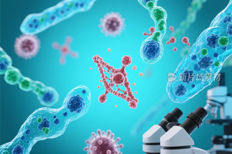 微生物显微镜科学插画