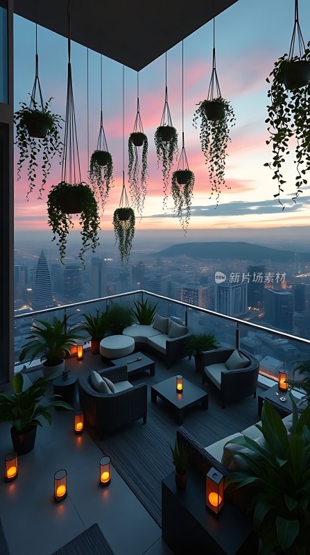 城市天际线下的浪漫露台