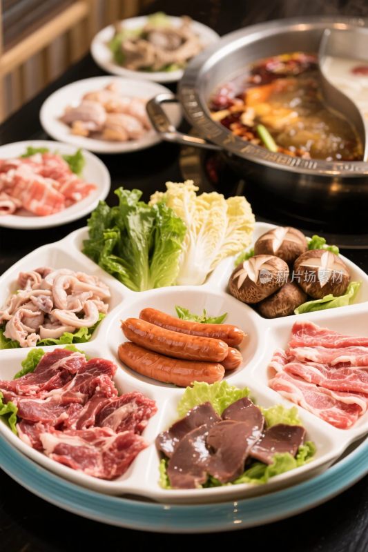 火锅食材拼盘展示