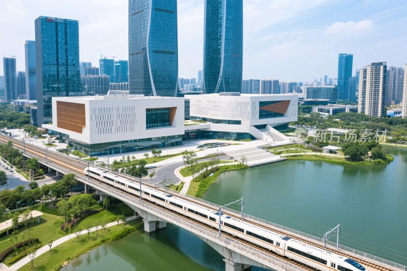 城市现代建筑与轻轨景观