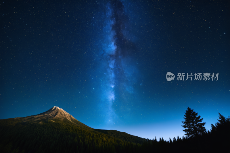 星空山和树线高清背景纹理图片