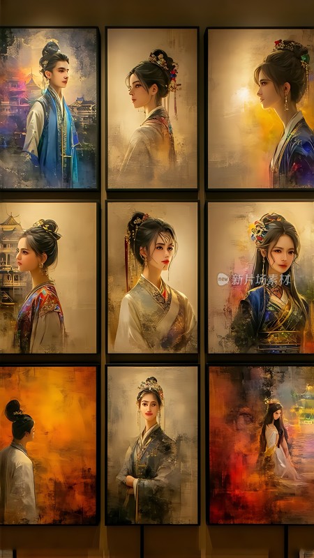 九宫格古装人物画