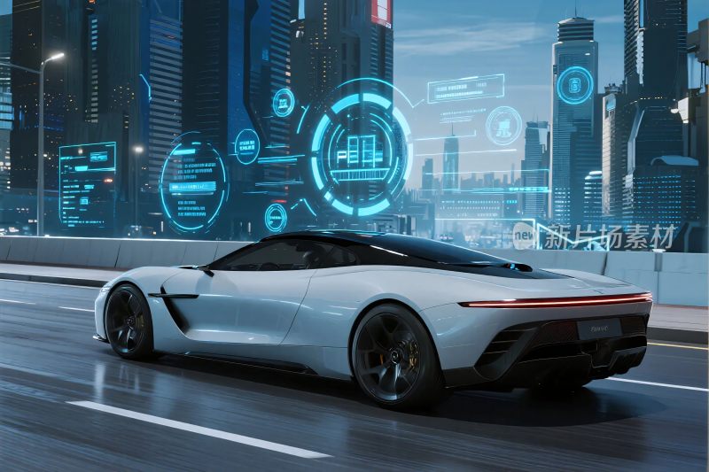 未来城市科幻跑车场景