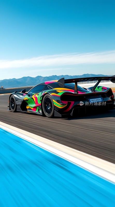 赛道上的多彩赛车