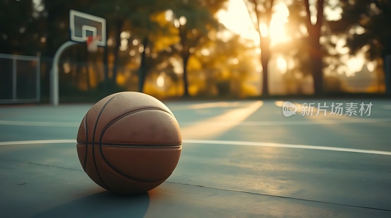 篮球场上的日落时分