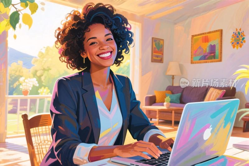 室内办公插画场景